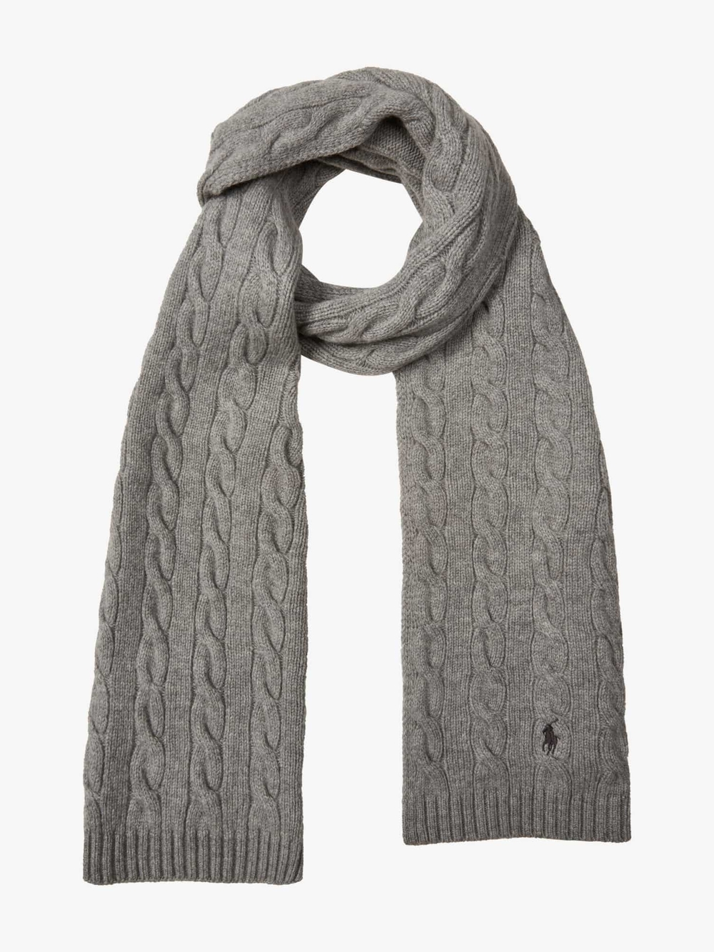 Ralph Lauren Gray Cable-Knit Wool Blend Scarf